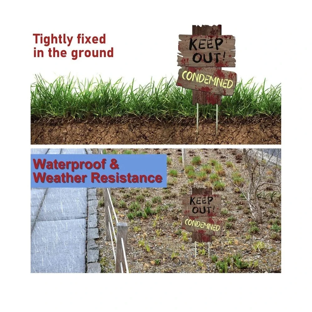 3 Halloween Yard Signs With‎ Stakes Scary Keep Out Danger